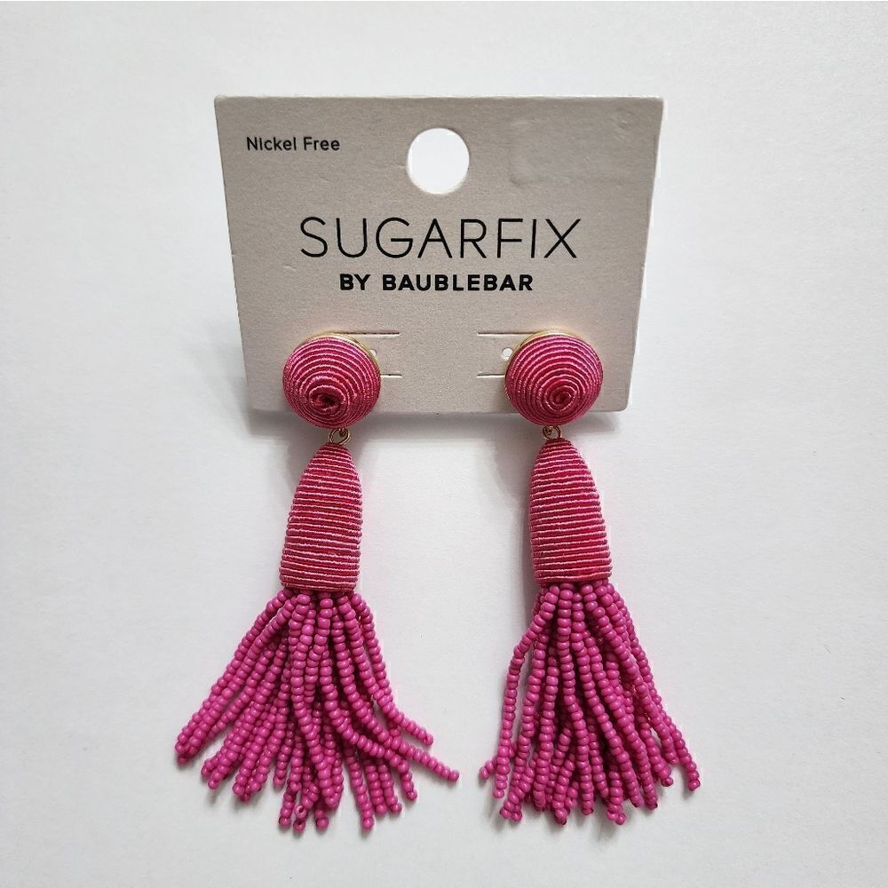 New limited-edition SUGARFIX by BaubleBar Threaded Tassel pink / red Earrings